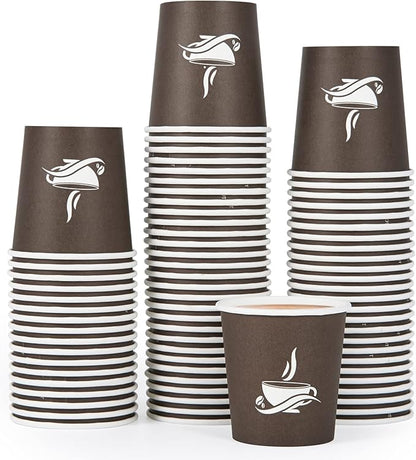 LITOPAK 500 Pack 4 oz Paper Cups, Brown Disposable Hot Coffee Cups for Party, Picnic, Travel, and Events
