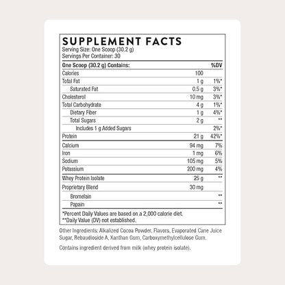 THORNE - Whey Protein Isolate - 21 Grams of Easy-to-Digest Whey Protein Powder - NSF Certified for Sport - Chocolate - 31.9 Ounces - 30 Servings
