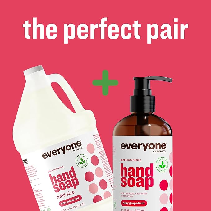 Everyone Liquid Hand Soap Refill, 1 Gallon, Ruby Grapefruit, made with Essential Oils for kitchen and bathroom
