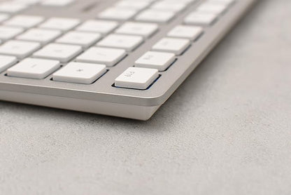 CHERRY KC 6000 Slim Keyboard Made with Mac Layout. with 12 Apple Specific Functions. Scissor Tech Typing for Near Silent. Alternative to Magic Keyboards. USB-A Wired. US Layout White and Silver.