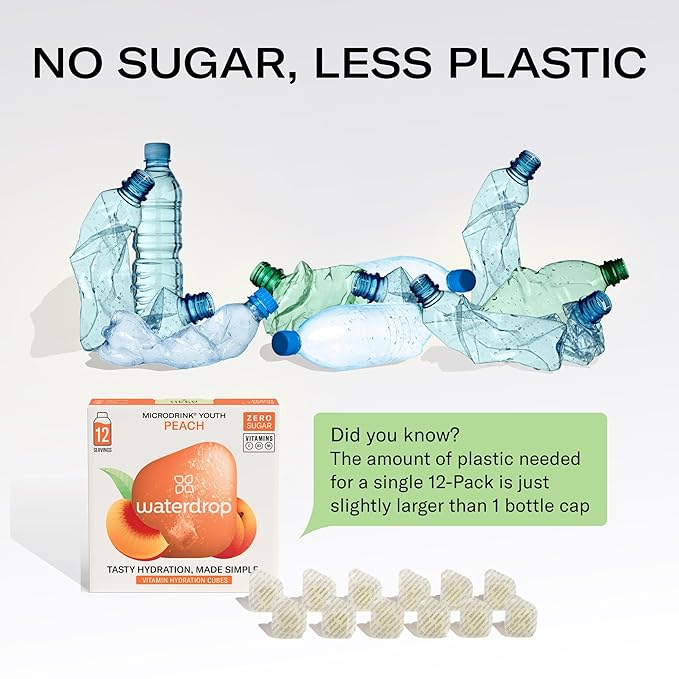 Waterdrop Hydration Cubes With Vitamin C, B Vitamins and Electrolytes, 4 Flavor Electrolyte Variety Pack, Flavored Water Enhancer Cubes for Still & Sparkling Water, Low Calorie, Sugar Free, 48 Count