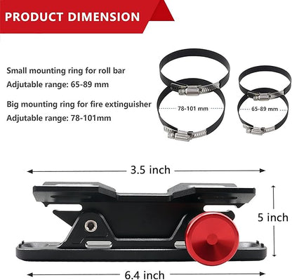 Car Fire Extinguisher Mount Bracket Aluminum Quick Release Roll Bar Fire Extinguisher Holder Mount Universal for Jeep Truck UTV ATV Semi
