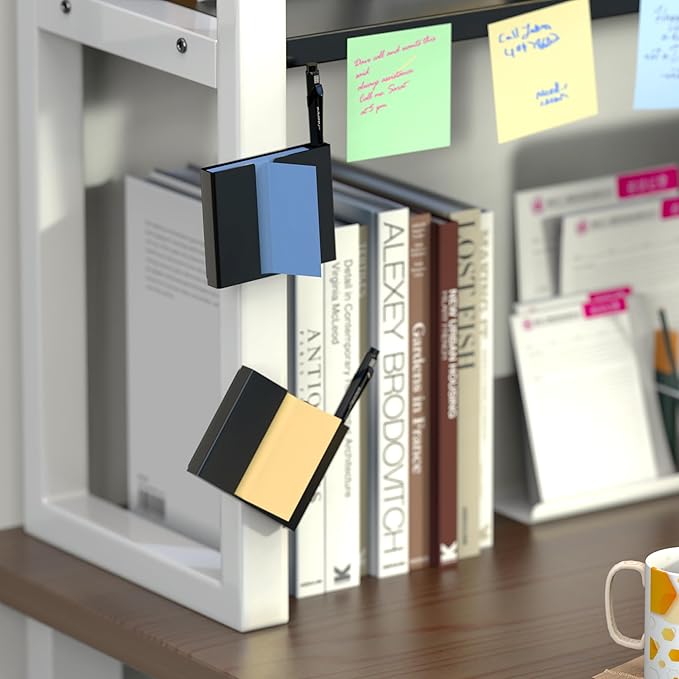 2Pcs Sticky Note Dispenser, Magnetic Sticky Note Holder for Post It Notes, 3 x 3 Inch Sticky Note Pen Organizer for Office Home Classroom, Black