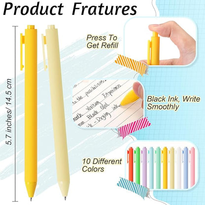 Crtiin Gel Ink Pens Bulk, Black Ink 0.5mm Fine Point Retractable Pen Smooth Writing Office School Supplies for Teacher Server Operation Christmas Charity Donation Thanksgiving