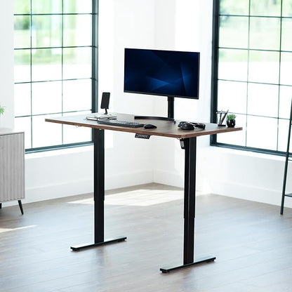 VIVO Electric 60 x 24 in Rustic Standing Desk, Memory Height Adjustment, 1B Series, One-Piece Vintage Brown Top, Black Frame, DESK-KIT-1B6N