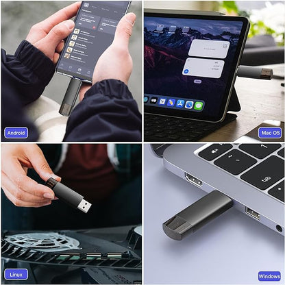 256GB USB C Flash Drive Dual USB 3.0 Flash Drive Type C + USB A Portable Type-C Flash Drive 2-in-1 USB-C Thumb Drive for Smartphone Tablet Computer Mac iPhone 15 Black