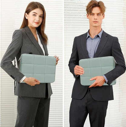 MOSISO 15-15.6 inch Laptop Case, 16 inch Puffy Laptop Sleeve Compatible with MacBook Pro 16 M4 M3 M2 M1, HP, Dell, ASUS, Lenovo Notebook, Rectangle Quilted Puffer Computer Bag for Women, Antique Green
