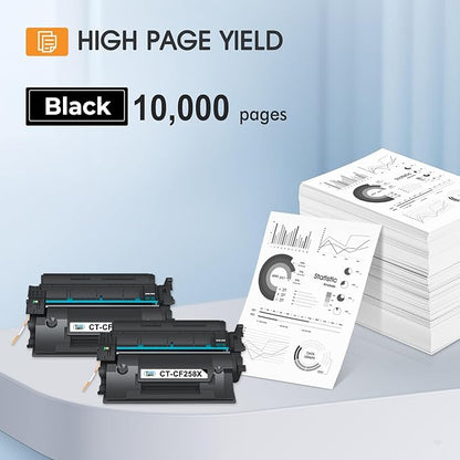 58X CF258X Toner Cartridge Black M404n Compatible Replacement for HP 58X CF258X 58A CF258A Toner Cartridge for HP Laserjet Pro M404dn MFP M428fdw M428fdn M428dw Printer Ink High Yield 2 Pack