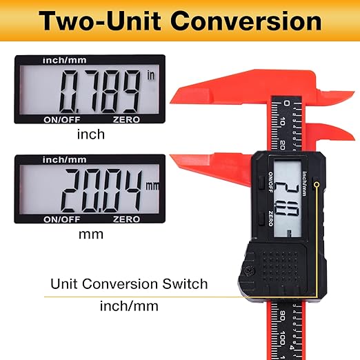 Digital Caliper 6 inch Digital Micrometer Caliper,ABS Body for Accurate Measurements with LCD Screen, Auto-Off Feature, Inch and Millimeter Conversion