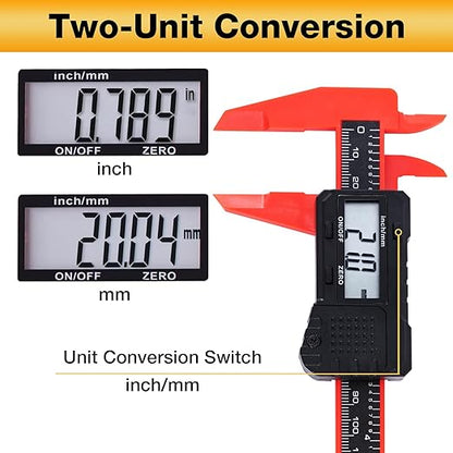 Digital Caliper 6 inch Digital Micrometer Caliper,ABS Body for Accurate Measurements with LCD Screen, Auto-Off Feature, Inch and Millimeter Conversion