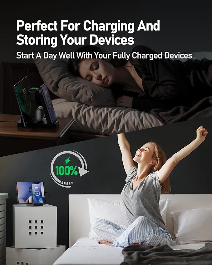 5 in 1 Samsung Charging Station, Android Wireless Charger for Samsung Galaxy S26 Ultra/S25/S24/S23/S22/S21, Chargers Stand for Galaxy Watch Ultra/7/6/5, Galaxy Buds 2/2 Pro, Black