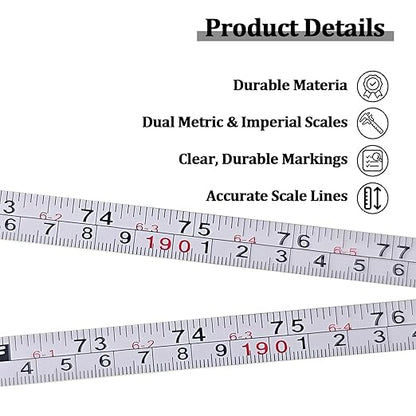 2 Pcs Self-Adhesive Measuring Tape,Imperial & Metric Tape Measure Sticker Ruler,Measure Workbench Ruler for Woodworking,Saw,Drafting Table, 157Inch,White