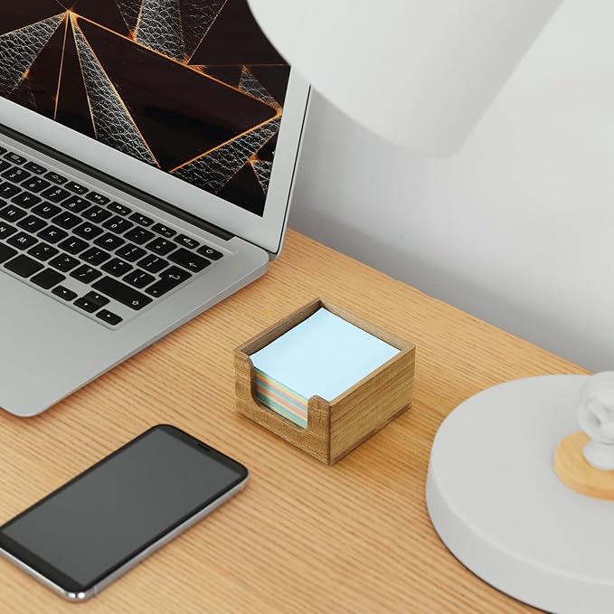 Sticky Note Holder, Acacia Wood Post It Note Dispenser for Office Desk Accessories, Self Stick Note Pad Holder, Memo Pad Holder Dispenser Organizer for School Office Desk Supplies