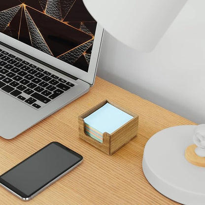 Sticky Note Holder, Acacia Wood Post It Note Dispenser for Office Desk Accessories, Self Stick Note Pad Holder, Memo Pad Holder Dispenser Organizer for School Office Desk Supplies