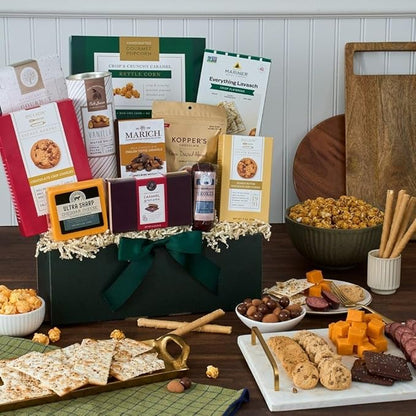 Snack Gift Basket Premium of Meat, Cheese, Cookies, Chocolate and Popcorn by GourmetGiftBaskets.com