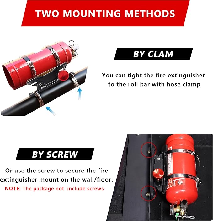 Quick Release Fire Extinguisher Mount - Aluminum Adjustable UTV Roll Bar Fire Extinguisher Holder Mounting Bracket for Jeep Wrangler TJ JK JL JKU Polaris RZR Ranger Can-Am X3 Universal