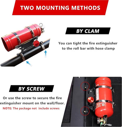 Quick Release Fire Extinguisher Mount - Aluminum Adjustable UTV Roll Bar Fire Extinguisher Holder Mounting Bracket for Jeep Wrangler TJ JK JL JKU Polaris RZR Ranger Can-Am X3 Universal