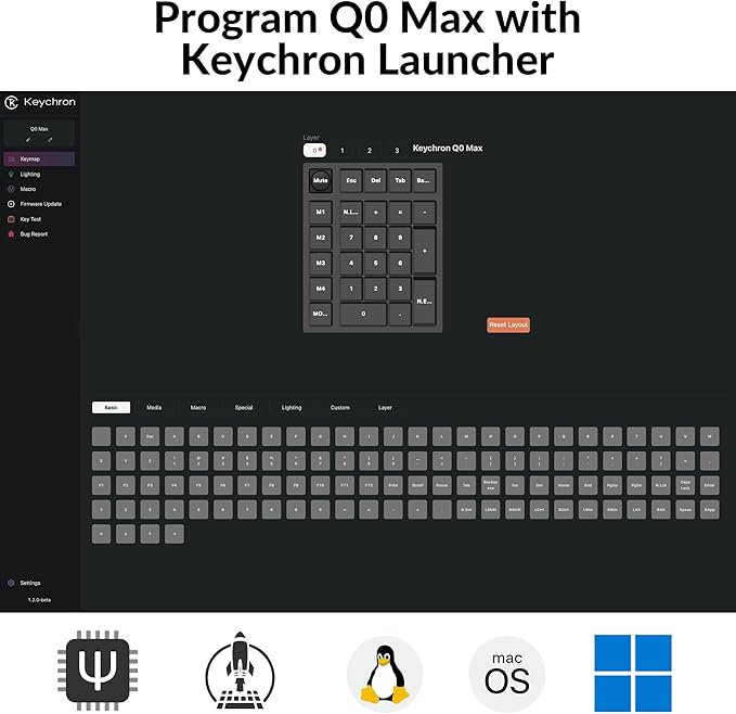 Keychron Q0 Max Wireless Custom Mechanical Numpad, 2.4 GHz/Bluetooth 5.1/Wired QMK Number Pad, RGB Hot-Swappable with Gateron Red Switch for Laptop Mac Windows Linux - White