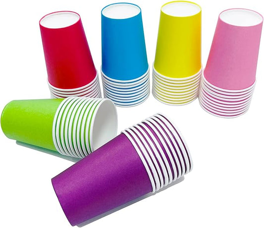 60pcs DIY Paper Cups, Multicolor Paper Cups For Wedding Party Picnic BBQ Travel and Event (8 Ounce,60 Count)