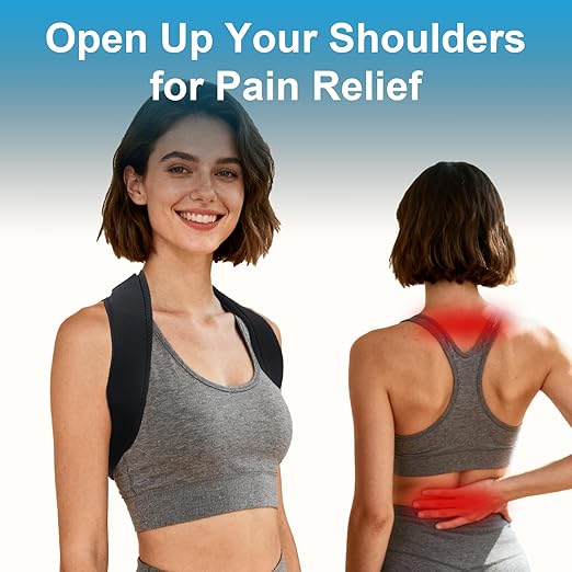 Adjustable Posture Corrector for Women & Men, Back Brace Posture Corrector and Upper Back Shoulder Brace, Back Straightener for Slouching & Neck Hump, Discreet Under Clothes, Breathable, Adjustable Size Fit