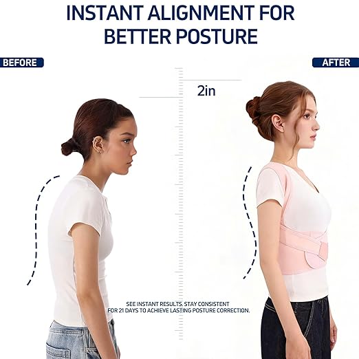Posture Corrector for Women and Men Back Brace Support Device Shoulder Straightener Hunchback Adjustable Upper Comfy Correction Lightweight Pain Relief Scoliosis Lumbar Spine Upgraded Pink