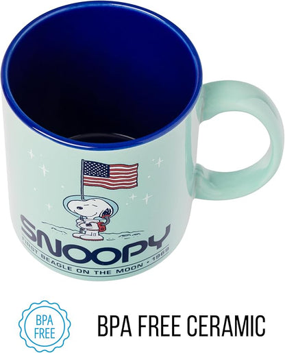 Silver Buffalo Peanuts “First Beagle on the Moon” Featuring Snoopy in Space Ceramic Mug, 20 Ounces