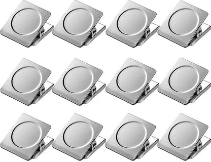 Strong Magnet Clips 1.2 Inch - 12 Packs Heavy Duty Metal Magnetic Clips for Refrigerator, Magnetic Clip for Whiteboard, Picture, Office Magnets, Magnets Clipboard for White Boards