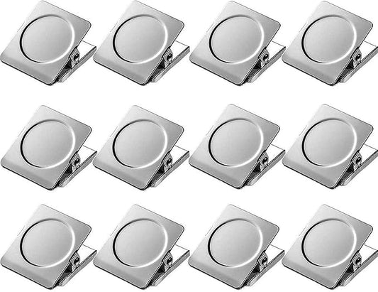 Strong Magnet Clips 1.2 Inch - 12 Packs Heavy Duty Metal Magnetic Clips for Refrigerator, Magnetic Clip for Whiteboard, Picture, Office Magnets, Magnets Clipboard for White Boards