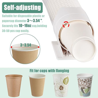 MYITYARD Large Cup Dispenser, Wall Mount Water Cooler Cup Dispenser Fits 10oz - 16oz Disposable Paper and Plastic Cups, Pull Type Cup Holder for Home Office Hospital Gym, Magnetic Mounting, White