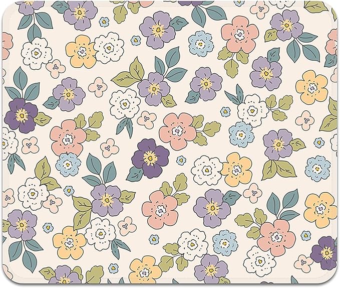 Square Mouse Pad with Stitched Edge, Premium Mousepad Washable Cloth. Computer Mouse Pad with Non-Slip Rubber Base, Mouse Pads for Computers Laptop Mouse 9.25x7.75x0.12 inch-Flower5