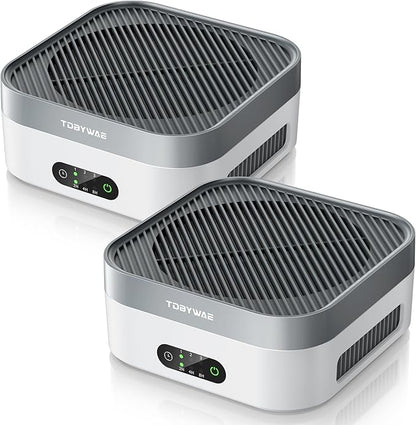 Air Purifier 2 Pack for Bedroom Up to 1200 ft², H13 True HEPA Air Purifier for Pets Dust Dander Pollen Odor Smoke, with New Quiet Wind Wheel System, for Desk/Car/Travel
