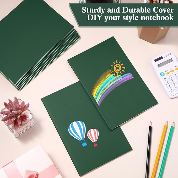 Mimorou 100 Pcs Kraft Notebook Journals 5.5 Inch x 8.3 Inch A5 Softcover Notebooks Bulk for Writing Sketch Office Notepad with 60 Pages 30 Sheets (Green,Lined)