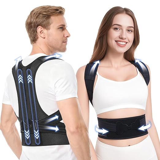 babaka Posture Corrector for Women and Men, Adjustable Full Back Support, Upper and Lower Back Pain Relief, Back Brace, Shoulder Straightener, Scoliosis, Hunchback, Thoracic, Spine Corrector (X-Large, Waist: 33''-44'')