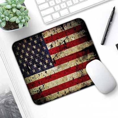 American Antique Flag Patterns Desk Mat, Large Gaming Mouse Pad Non-Slip Rubber Base with Stitched Edges, Waterproof Protection for PC Laptop Home Office Desk Decor (12.5x10.5in)