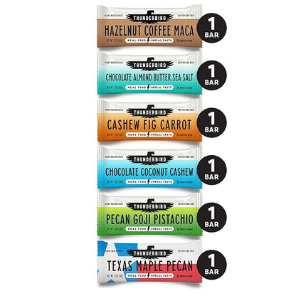 Thunderbird Real Food Bars - Gluten Free, Paleo, Vegan Snack Food Bar Variety Pack - 102 Ounce