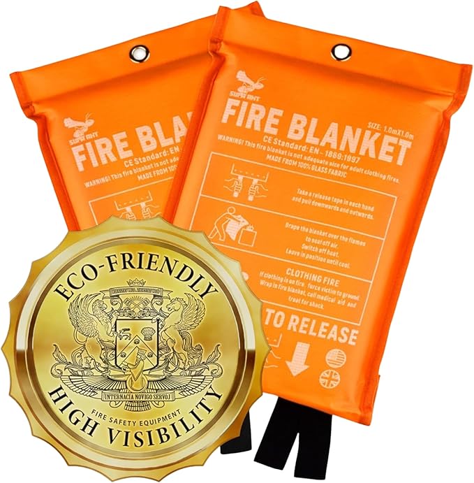 Supa Ant Emergency Silicon Fire Blanket for Home and Kitchen - 2pk 1500F High Visibility Smother Kitchen Fire Blanket Silicon - CE Certified Hero Fire Blankets Emergency for Home (40in)