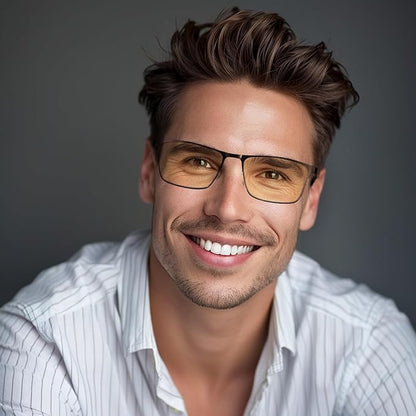 YIMI Mens Blue Light Glasses Men Computer Gaming BlueLight Blocking Glasses Metal Anti Eyestrain Clear Lens Eye Protection