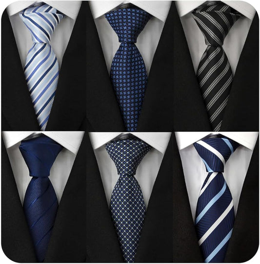 Adulove Men's Necktie Classic Silk Tie Woven Jacquard Neck Ties 6 PCS