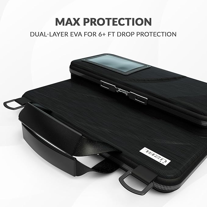 UZBL 11-11.6 Inch Always-on Chromebook Protective Hard Case with Accessory Pouch and Adjustable Shoulder Strap
