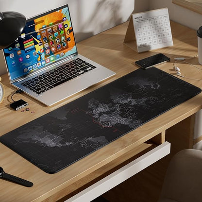 Black Large Mouse Pad,Waterproof Desk Mat,Extended Non-Slip Keyboard Mouse Pad Office Desk Pad 31.5" x 11.8" Anime Terrain Mouse Pads Desktop Protector for Office and Home