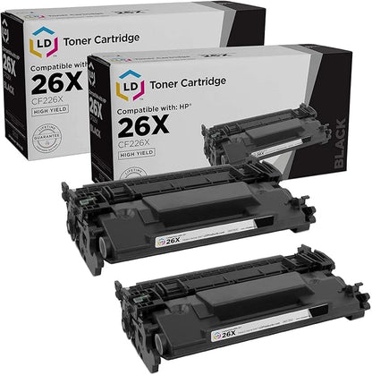 LD Products Compatible Replacement for HP 26X Toner Cartridge CF226X 26A CF226A for Laserjet Pro M402d M402dn M402dne M402dw M402n MFP M426fdw M426fdn MFP M426dw (High Yield Black, 2-Pack)