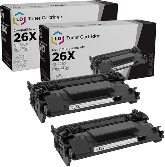 LD Products Compatible Replacement for HP 26X Toner Cartridge CF226X 26A CF226A for Laserjet Pro M402d M402dn M402dne M402dw M402n MFP M426fdw M426fdn MFP M426dw (High Yield Black, 2-Pack)