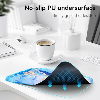 Ospelelf Mouse Pad with Wrist Rest Ergonomic Comfortable Pain Relief Mousepad Wrist Support for Computer Blue Marble