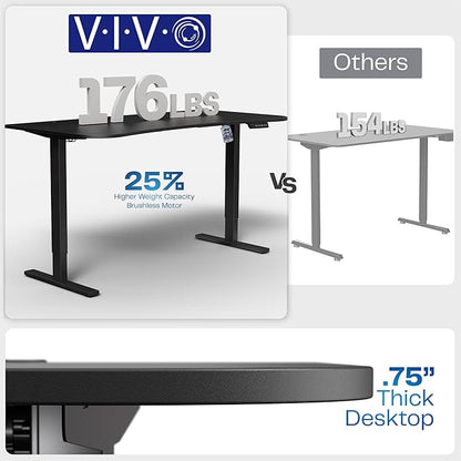 VIVO Electric 63 x 32 in Standing Desk, Memory Height Adjustment, 1B Series, Black Carbon Fiber Top Gray Frame, DESK-KIT-1G1R