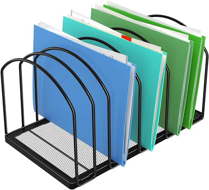 Simple Trending 9 Section Metal File Sorter Organizer for Desk, Vertical File Folder Stand for Home Office, Black