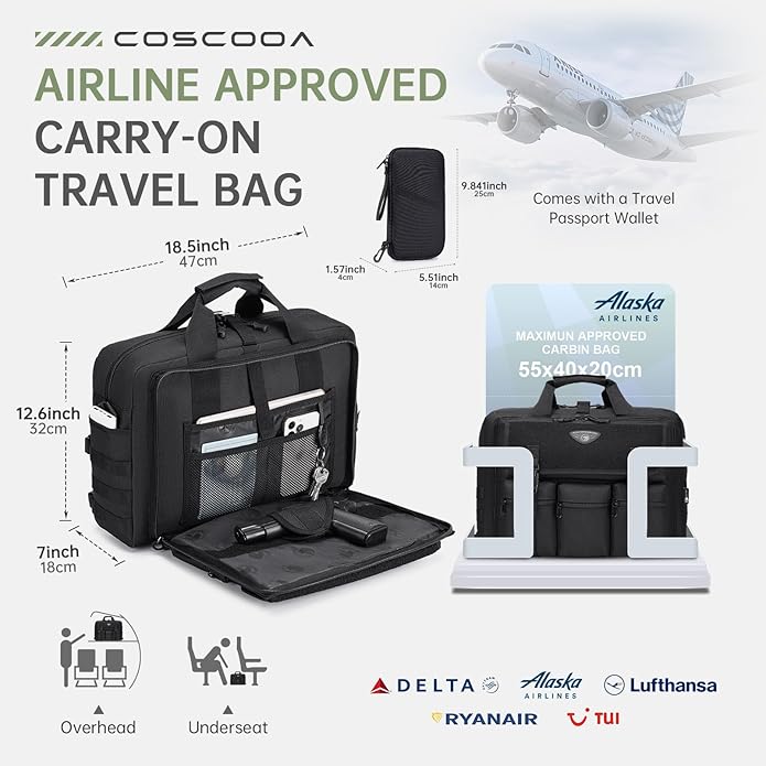 Large Tactical Laptop Bag for Men, Military 17.3 Inch Computer Bag Briefcase with Passport Wallet, Carry on Messenger Bag