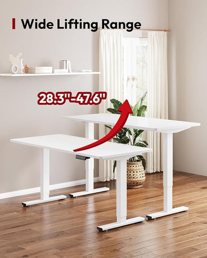 SANODESK Standing Desk Height Adjustable Electric Stand up Desk 71x32 Inches Sit Stand Home Office with Splice Board, White Frame/White Top