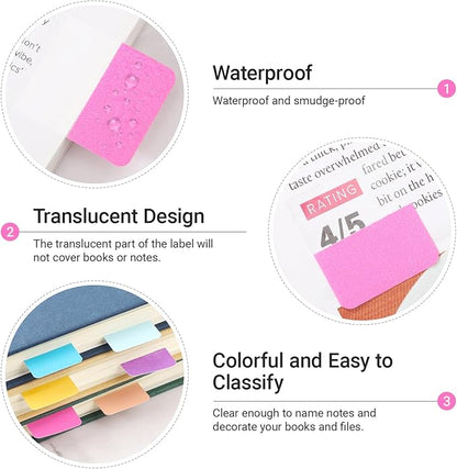 EUSOAR Book Tabs, 480 Pcs 1x1.1 Inch Assorted Pastel Colors Sticky Tabs for Notebooks Repositionable Page Markers, Self Adhesive Annotation Stickers Clear Sticky Notes Tab for School Office