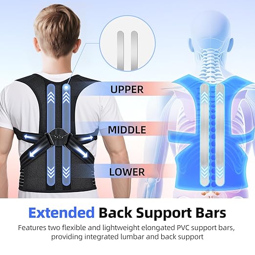 babaka Posture Corrector for Women and Men, Adjustable Full Back Support, Upper and Lower Back Pain Relief, Back Brace, Shoulder Straightener, Scoliosis, Hunchback, Thoracic, Spine Corrector (Large, Waist: 30''-39'')