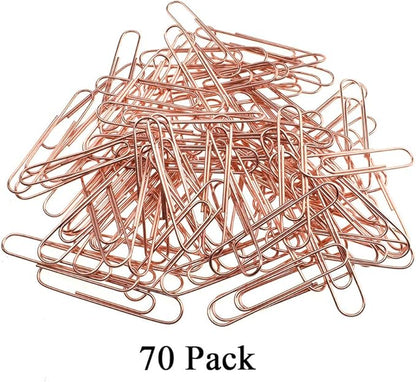 HAHIYO Paper Clips Large Sturdy 2 inches Length 70 Pack Paperclips Heavy Duty Tight Grip Rust Proof Reusable Metal Bright Rose Gold for Home Office School